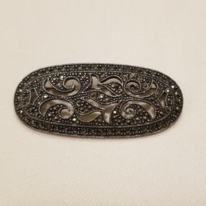 Sterling Silver Marcasite Brooch/ Pin